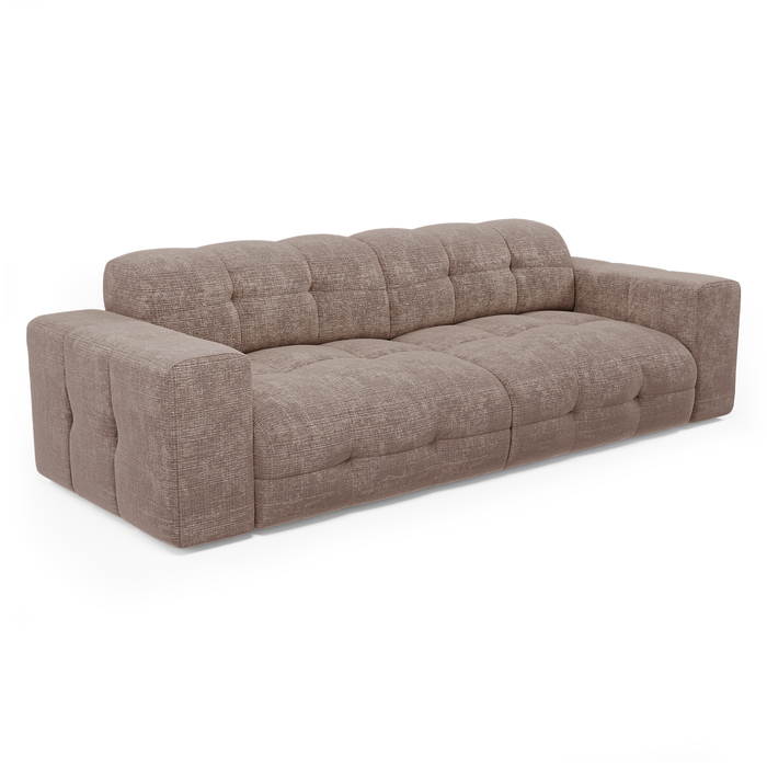 4-zitsbank in taupekleurig reliëffluweel