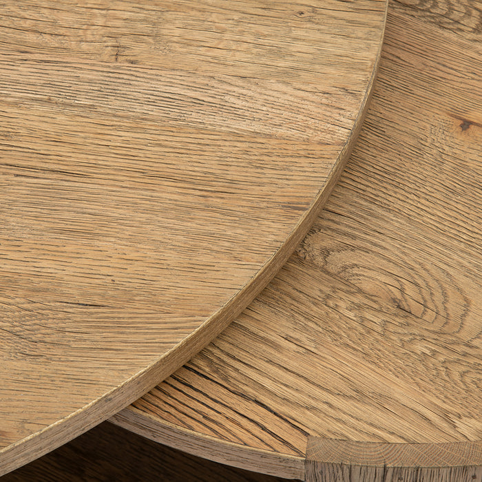 Rivièra Maison - Ronde Bijzettafel in Gerecycled Eikenhout, Handgemaakt, Hoogte 42|36 cm