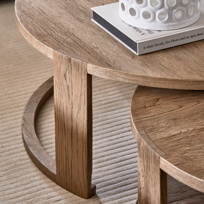 Rivièra Maison - Ronde Bijzettafel in Gerecycled Eikenhout, Handgemaakt, Hoogte 42|36 cm