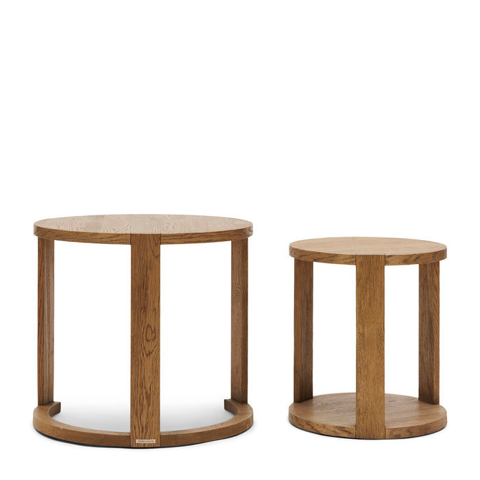 Rivièra Maison - Astoria Einde Tafel Set, ronde vorm, GH1 - Gerecycled Eikenhout, hoogte 55|49 cm