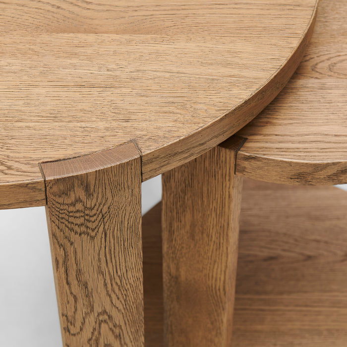 Rivièra Maison - Astoria Einde Tafel Set, ronde vorm, GH1 - Gerecycled Eikenhout, hoogte 55|49 cm