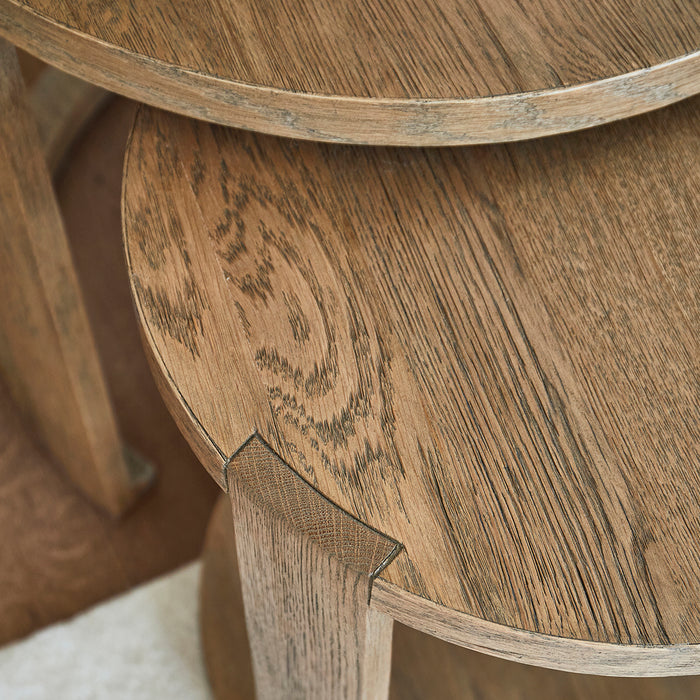 Rivièra Maison - Astoria Einde Tafel Set, ronde vorm, GH1 - Gerecycled Eikenhout, hoogte 55|49 cm