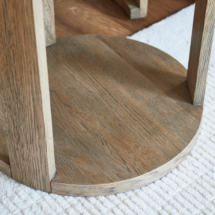 Rivièra Maison - Astoria Einde Tafel Set, ronde vorm, GH1 - Gerecycled Eikenhout, hoogte 55|49 cm