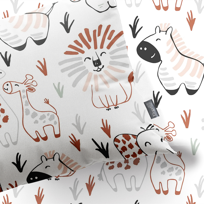 Eleganzzz Kinder Dekbedovertrek Micropercal Animal Crackers - white 140x220|240cm