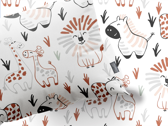 Eleganzzz Kinder Dekbedovertrek Micropercal Animal Crackers - white 140x220|240cm