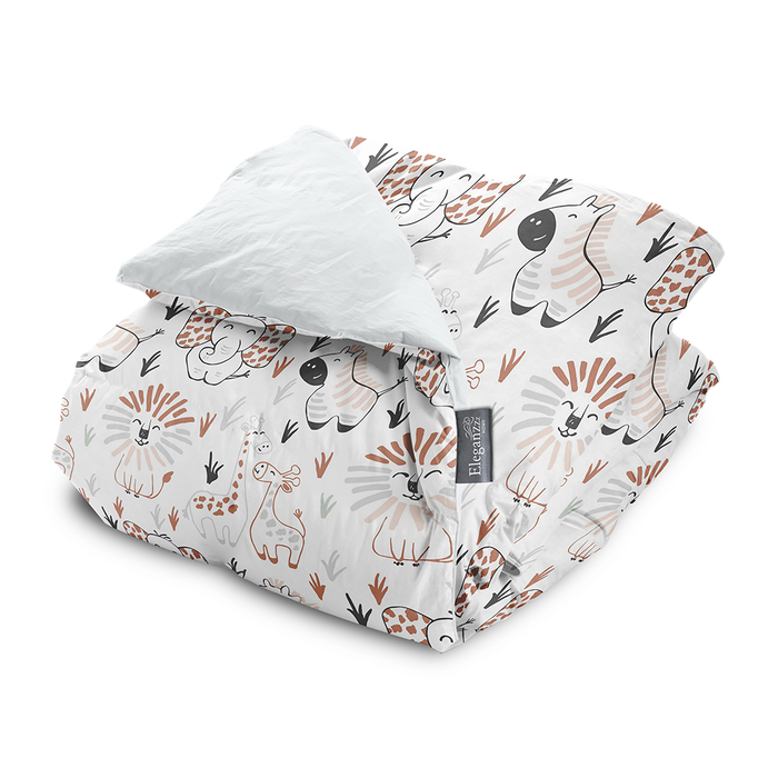 Eleganzzz Kinder Dekbedovertrek Micropercal Animal Crackers - white 140x220|240cm
