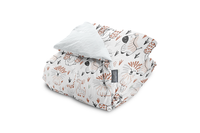Eleganzzz Kinder Dekbedovertrek Micropercal Animal Crackers - white 140x220|240cm