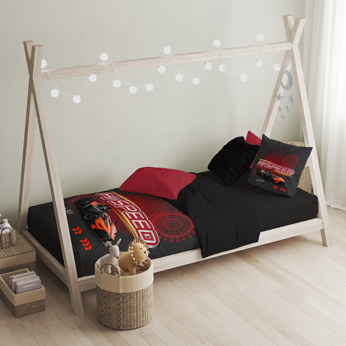 Eleganzzz Kinder Dekbedovertrek Micropercal Hi Speed - black 140x220|240cm