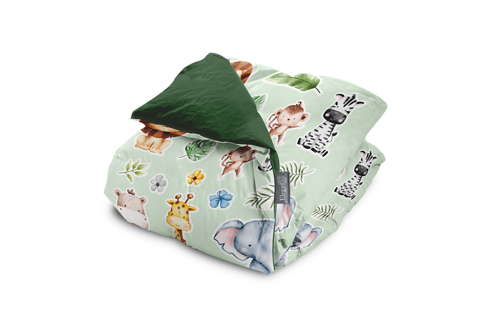 Eleganzzz Kinder Dekbedovertrek Micropercal Savanne Safari - green 140x220|240cm