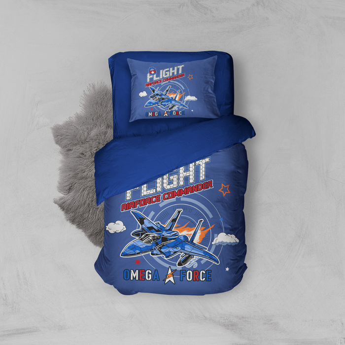 Eleganzzz Kinder Dekbedovertrek Micropercal Omega Force - blue 140x220|240cm