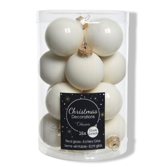 2 stuks - Decoris - 16 Glazen balletjes 35 mm wol wit