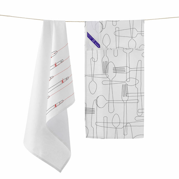 Cutlery Keukenhanddoek 2 stuks 70x50 cm Happyfriday, Veelkleurig, 100% katoen, de kwaliteit van 200 Gr x m2