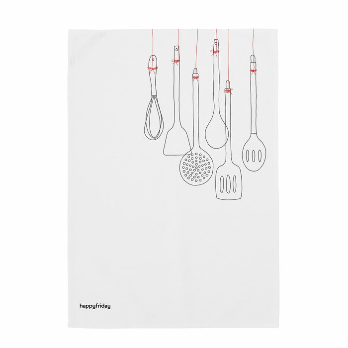 Cutlery Keukenhanddoek 2 stuks 70x50 cm Happyfriday, Veelkleurig, 100% katoen, de kwaliteit van 200 Gr x m2