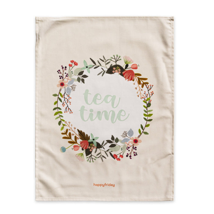 Time to tea Keukenhanddoek 2 stuks 70x50 cm Happyfriday, Veelkleurig, 100% katoen, de kwaliteit van 200 Gr x m2