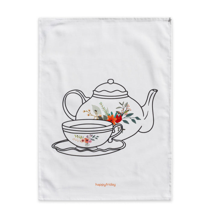Time to tea Keukenhanddoek 2 stuks 70x50 cm Happyfriday, Veelkleurig, 100% katoen, de kwaliteit van 200 Gr x m2