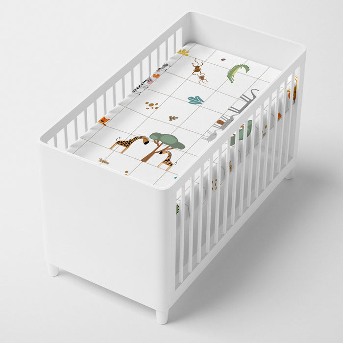 Mini savanna Hoeslaken 60x120x14 cm (Ledikant) Happyfriday Mini, Veelkleurig, 100% katoen, de kwaliteit van 150 TC