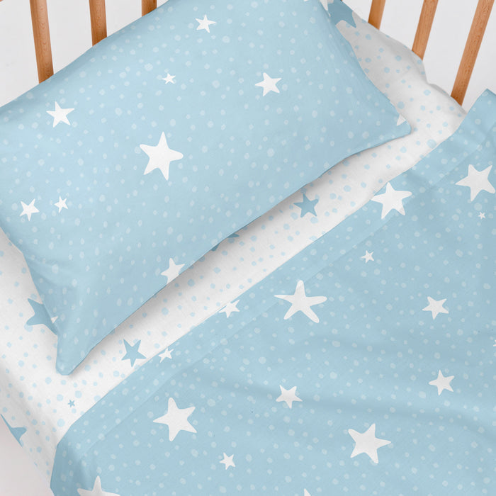 Little star Laken Set ledikant 2-delig Blauw Basic Kids, Blauw, 100% katoen, de kwaliteit van 150 TC