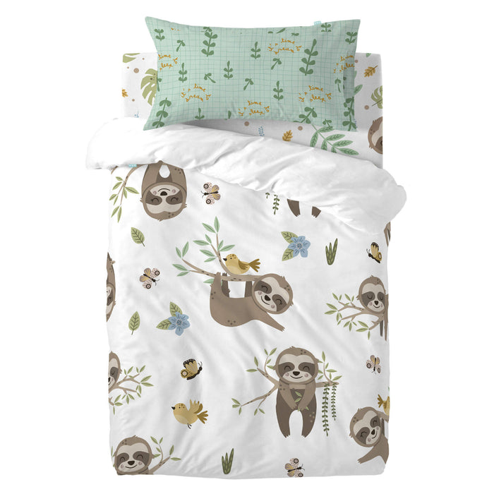 Happy sloth Kussensloop 50x75 cm Moshi Moshi, Veelkleurig, 100% katoen, de kwaliteit van 150 hilos