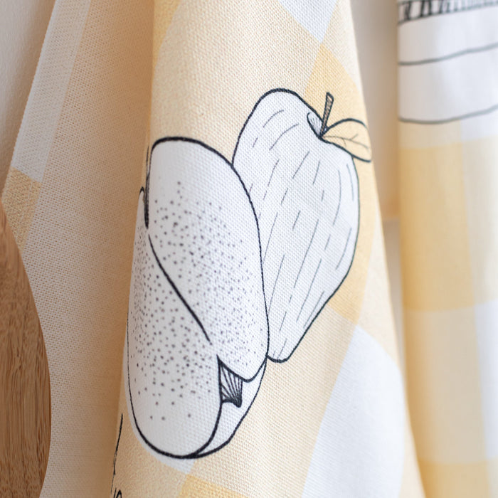 Apple pie Keukenhanddoek 2 stuks 70x50 cm Happyfriday, Veelkleurig, 100% katoen, de kwaliteit van 200 Gr x m2