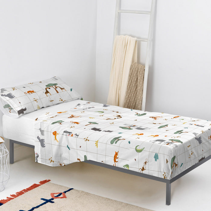 Mini savanna Laken Set 2-delig 160x270 cm (Bed 80|90) Happyfriday Mini, Veelkleurig, 100% katoen, de kwaliteit van 150 TC