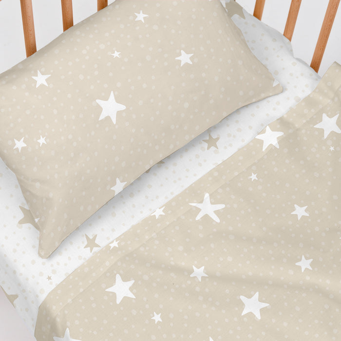 Little star Laken Set ledikant 2-delig Beige Basic Kids, Beige, 100% katoen, de kwaliteit van 150 TC