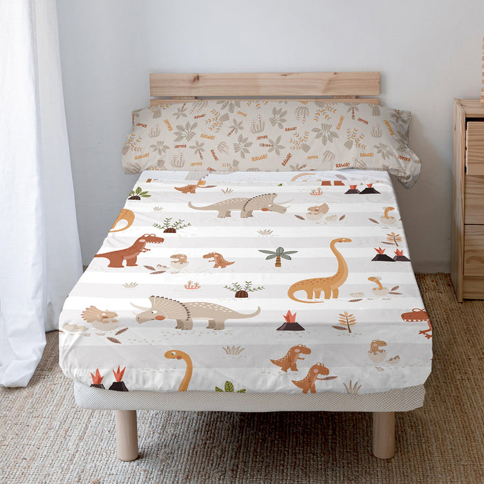 Dino family Laken Set 2-delig 160x270 cm (Bed 80|90) Moshi Moshi, Veelkleurig, 100% katoen, de kwaliteit van 150 TC