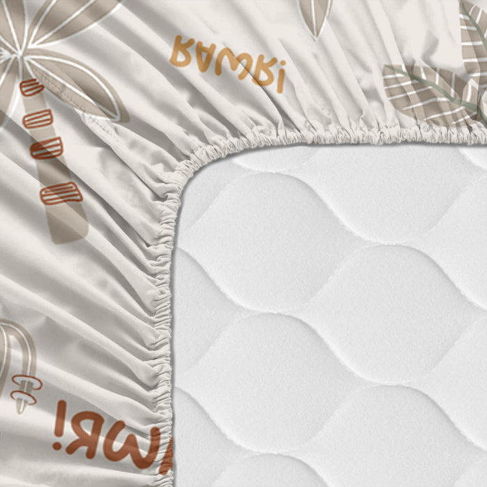 Dino family Hoeslaken 70x140x14 cm (Maxiledikant) Moshi Moshi, Veelkleurig, 100% katoen, de kwaliteit van 150 TC