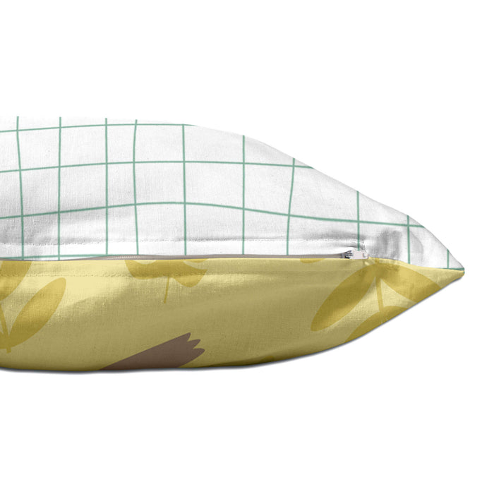 Happy sloth Kussenhoes 50x30 cm Moshi Moshi, Veelkleurig, 100% katoen, de kwaliteit van 150 hilos