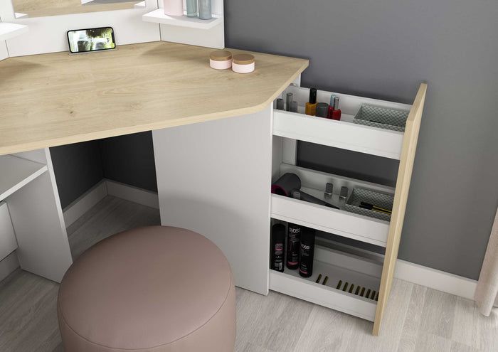 Trasman - Make-uptafel Chic - eik|wit