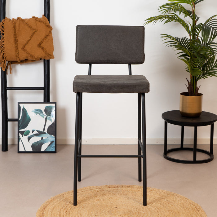 Bronx71 Industriële barkruk Espen antraciet eco-leer 64-77 cm -