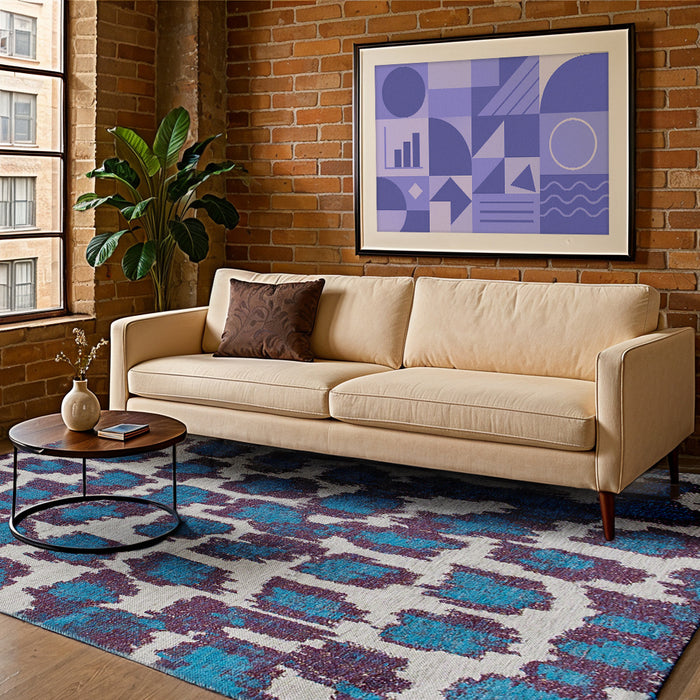 Lola & Moi Ikat Vloerkleed 200 x 280 cm - Blue Duck