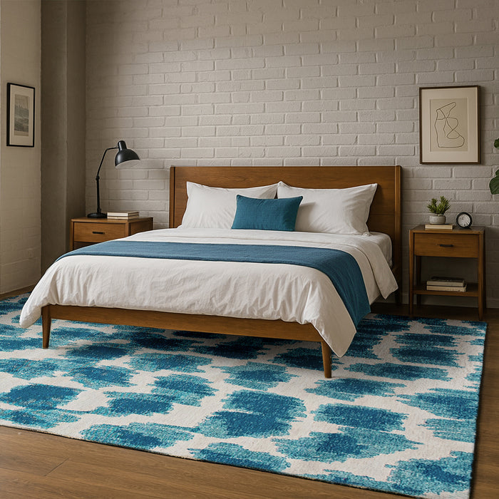 Lola & Moi Ikat Vloerkleed 80 x 150 cm - Summer Blue