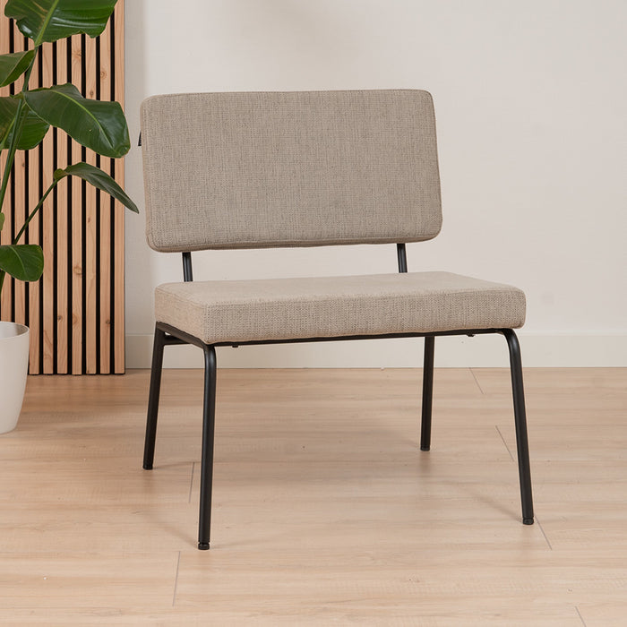 Bronx71 Scandinavische fauteuil en hocker Espen taupe gerecyclede stof