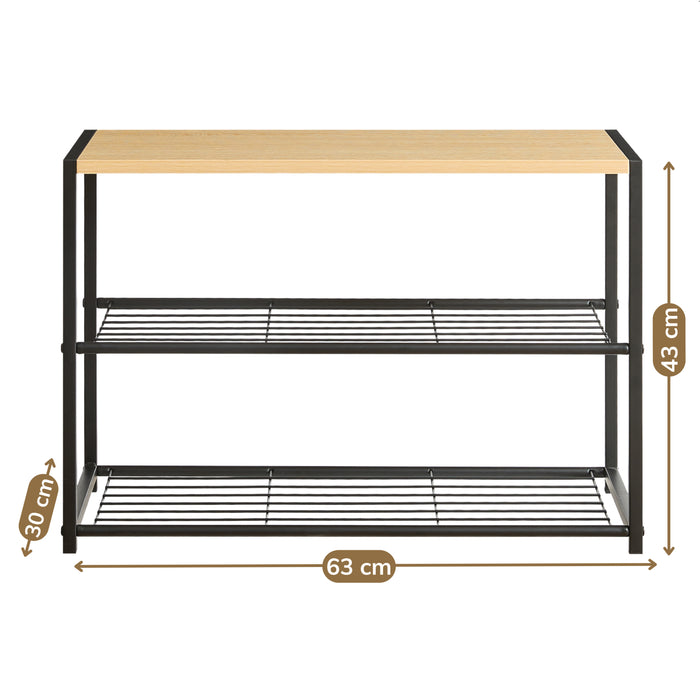 Schoenenrek - met zitbank - 63x43x30 - lichte eik