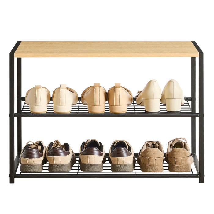 Schoenenrek - met zitbank - 63x43x30 - lichte eik