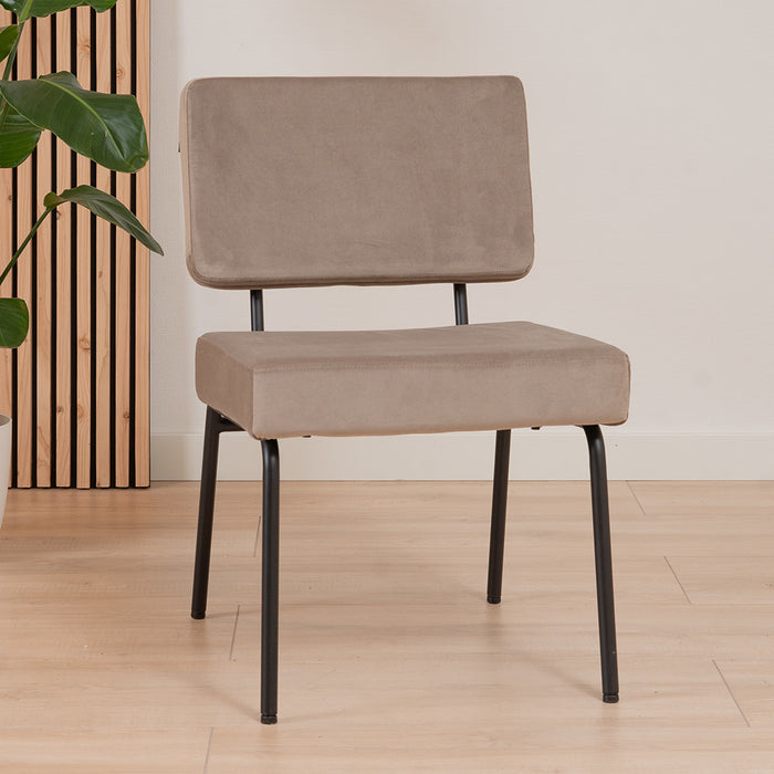 Bronx71 Velvet eetkamerstoel Espen taupe - Eetkamerstoelen set van 4