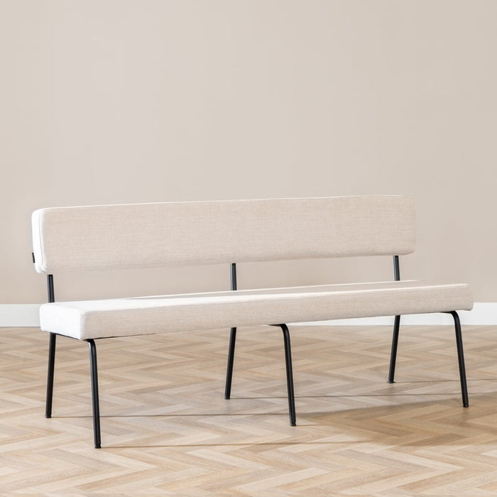 Bronx71 Scandinavische eetkamerbank Espen beige gerecyclede stof 160