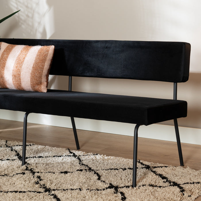 Bronx71 Velvet eetkamerbank Espen zwart 190 cm