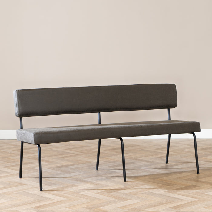 Bronx71 Industriële eetkamerbank Espen antraciet eco-leer 160 cm