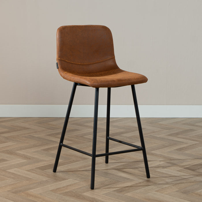 Bronx71 Industriële barkruk Mikky cognac eco-leer 65-78 cm