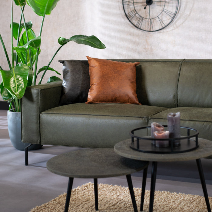 Bronx71 Industriële bank 3-zits Kansas eco-leer olijfgroen