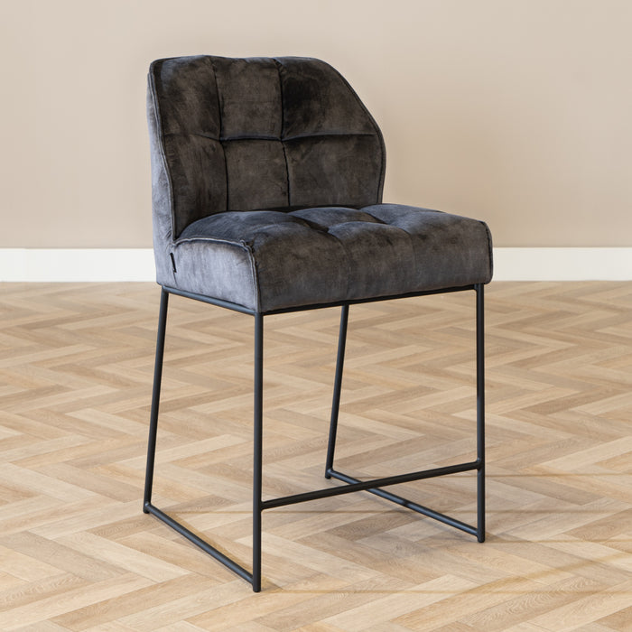 Bronx71 Velvet barkruk Janna antraciet 70 cm
