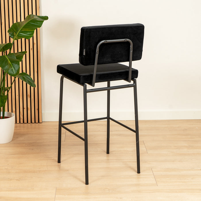 Bronx71 Velvet barkruk Espen zwart 64-77 cm - Barkrukken set van 2