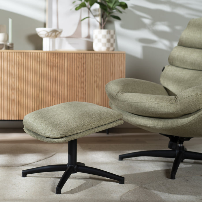 Bronx71 Draaifauteuil met hocker Palma linnen olijfgroen