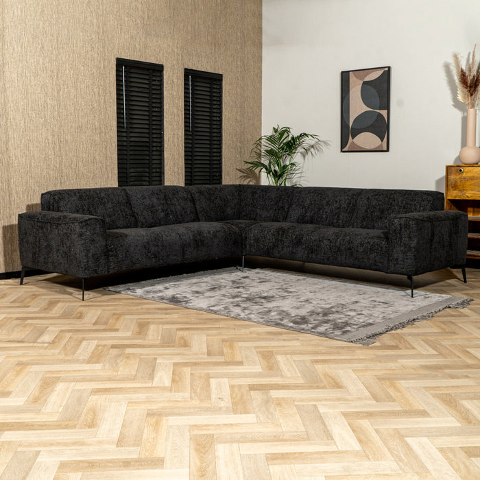 Bronx71 Hoekbank Vegas zwart stof chenille links|rechts