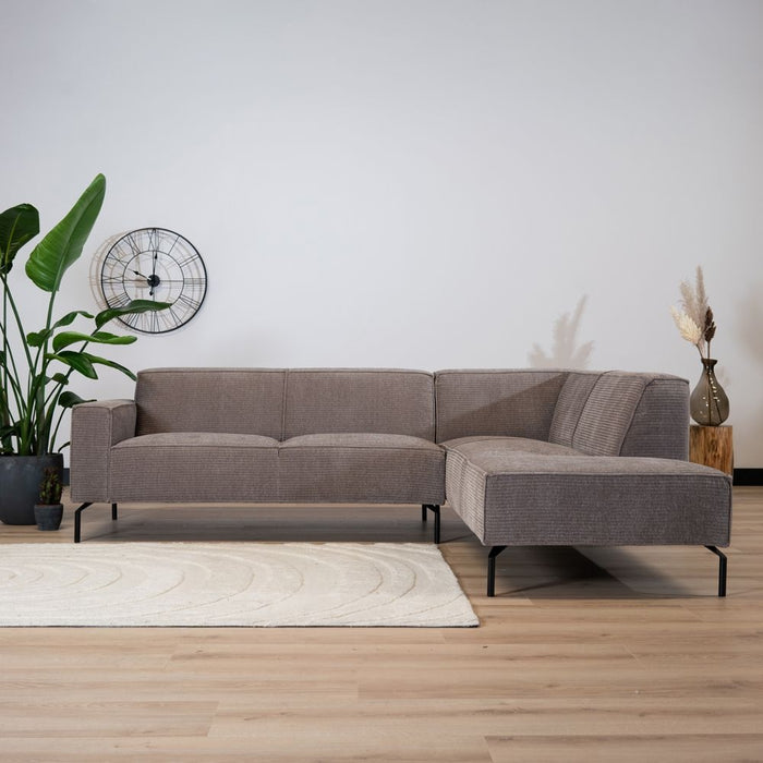 Bronx71 Hoekbank Kansas taupe ribstof rechts