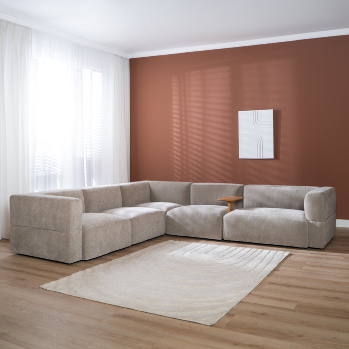 Bronx71 Scandinavische hoekbank Karla chenille taupe 6-zits