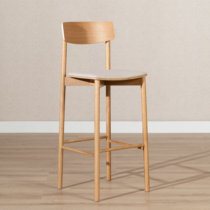 Bronx71 Scandinavische barkruk Jane naturel eiken| off white 80 cm