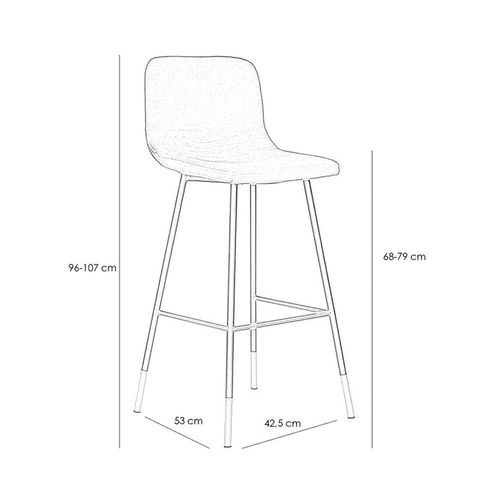 Bronx71 Velvet barkruk Mikky koper 68 - 79 cm - barkrukken set van 4