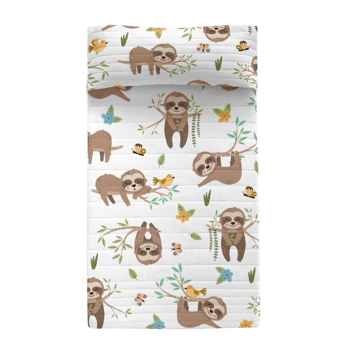 Happy sloth Sprei Moshi Moshi, Veelkleurig, 100% Katoen (buitenkant) 100% Polyester (vulling), de kwaliteit van 150 TC